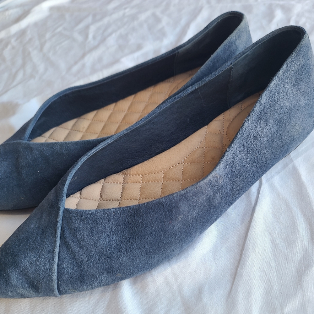 Birdies Blue The Goldfinch pointed-toe suede slip-on ballet flats